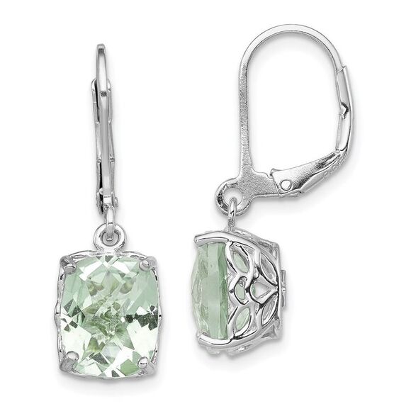 Kazi Luxury Sterling Silver Rhodium-plated Green Quartz Earrings
